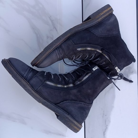 All SAINTS Dual Zipper Suede Combat Boots Men's Size 45 Black MSRP $285 - Picture 7 of 11